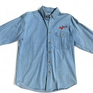 Lee Men's Casual Light Blue Jean Button Down Buccaneers Shirt